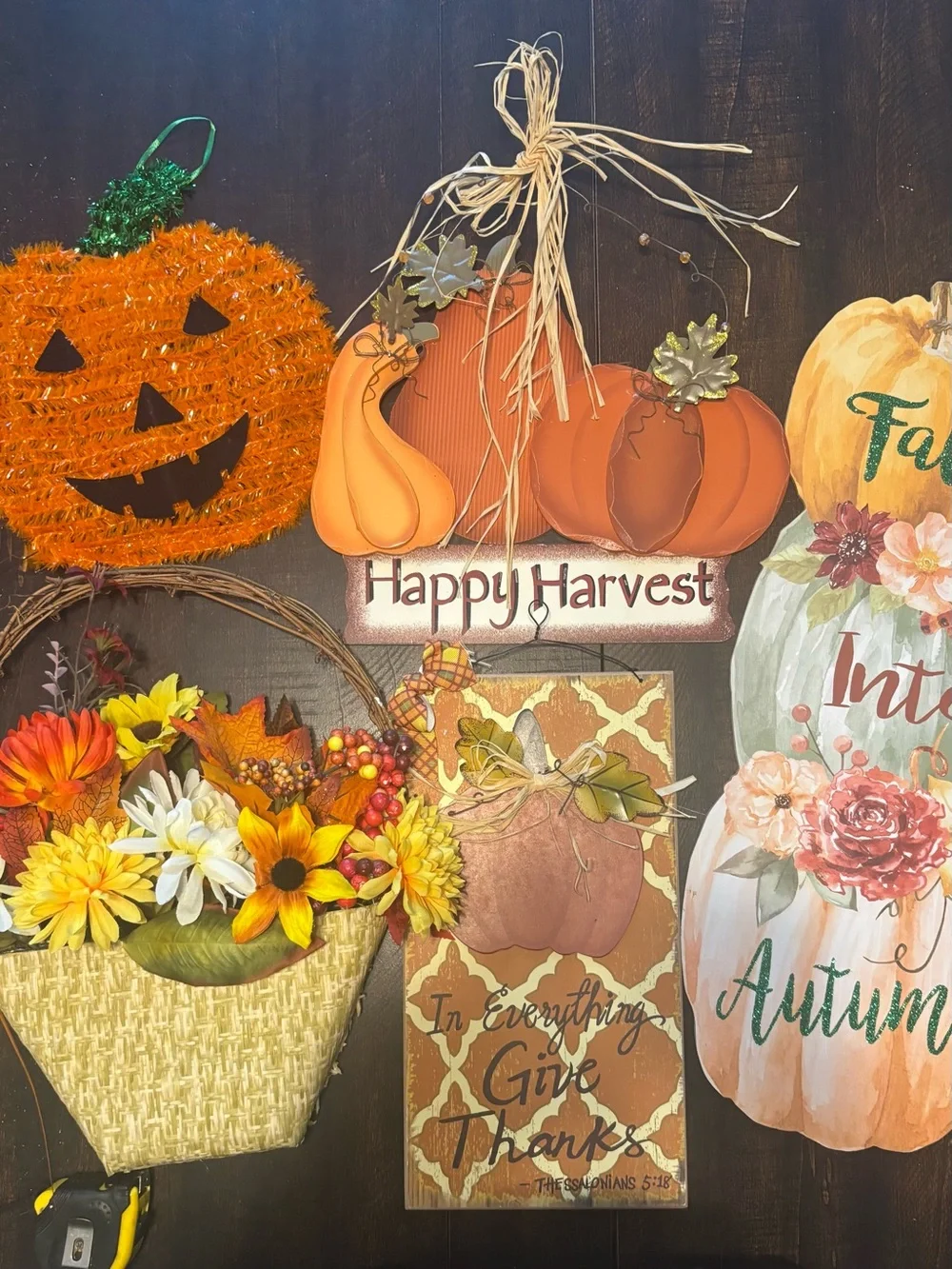 Happy Harvest Orange Pumpkin Wall Decor - Seasonal Fall Sign
